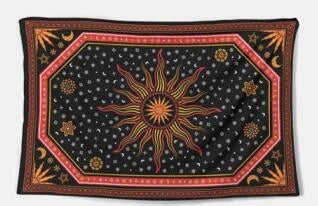 Handmade cotton tapestry wall hanging with traditional weaving, approx. 36x24 inches