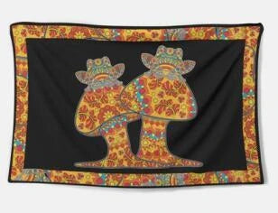 Handmade cotton tapestry wall hanging with traditional weaving, approx. 36x24 inches