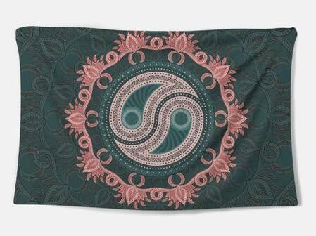 Handmade cotton tapestry wall hanging with traditional weaving, approx. 36x24 inches