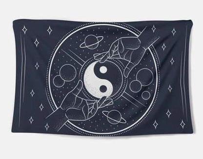 Handmade cotton tapestry wall hanging with traditional weaving, approx. 36x24 inches