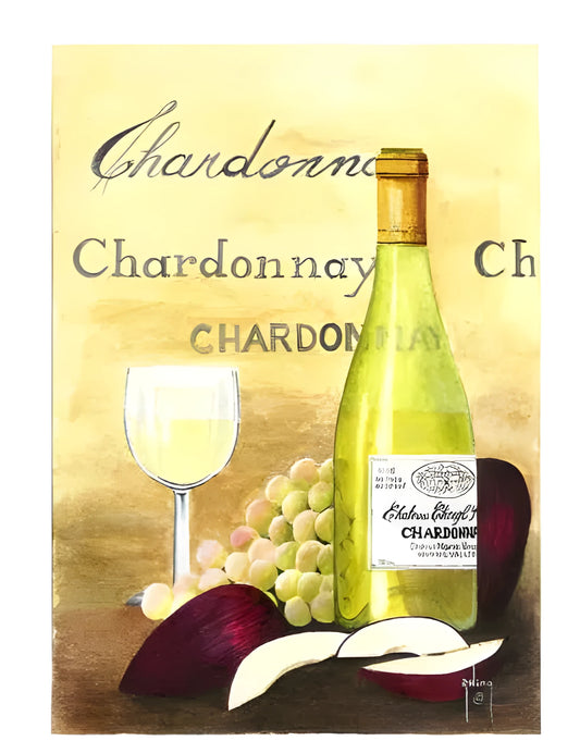 Apple and Chardonnay DIY digital painting kit with linen canvas, brushes, and paints in colour A1A