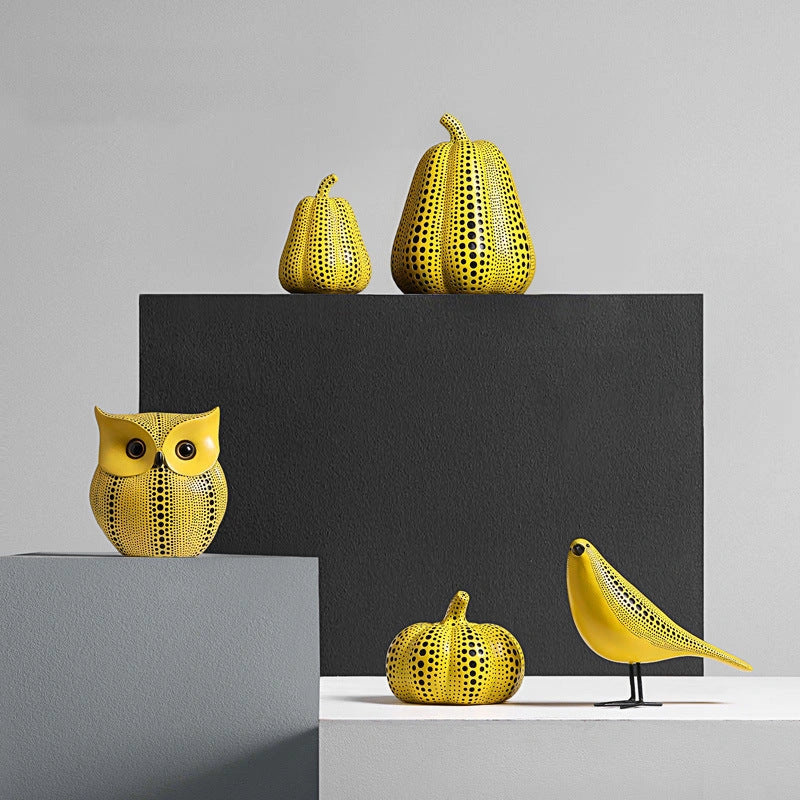 Retro resin pumpkin dot ornaments for home and office decor