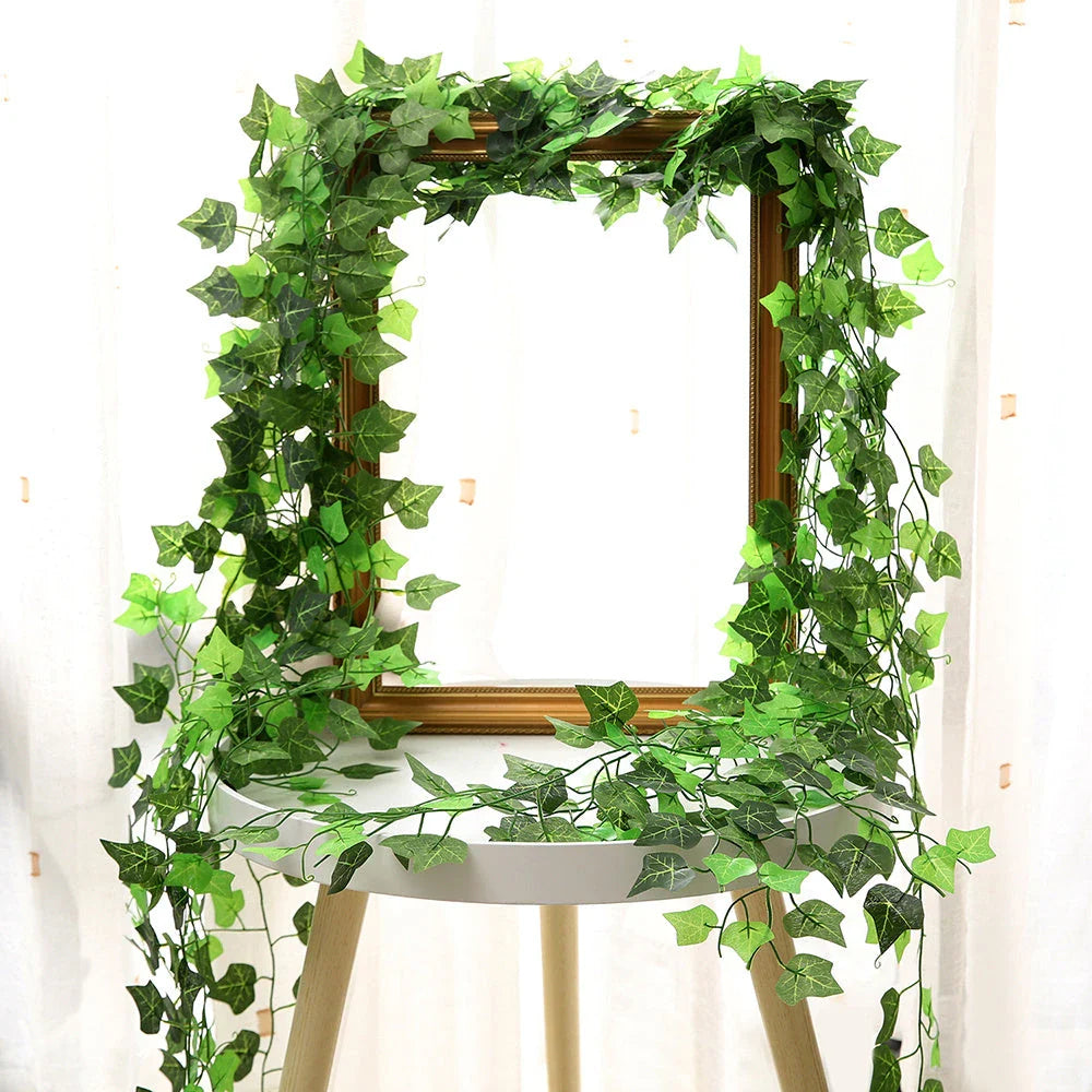 Premium silk artificial hanging plant decor with lifelike green leaves and vines, perfect for home, wedding, party, bathroom, and garden decoration