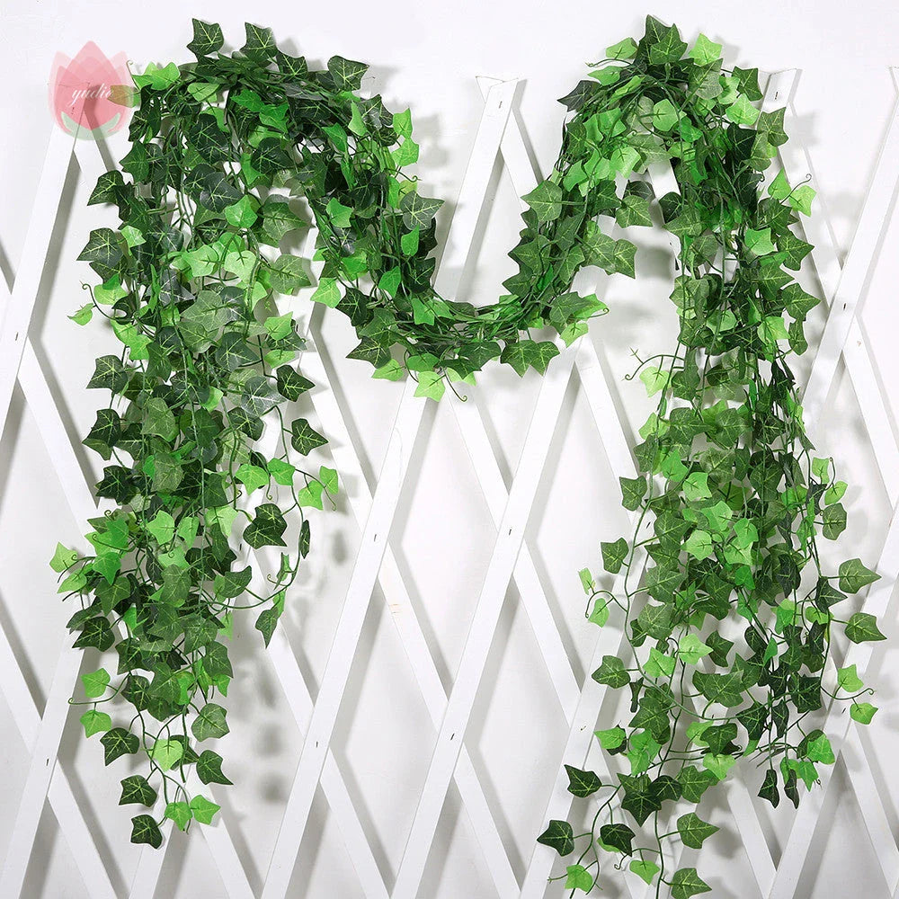 Premium silk artificial hanging plant decor with lifelike green leaves and vines, perfect for home, wedding, party, bathroom, and garden decoration