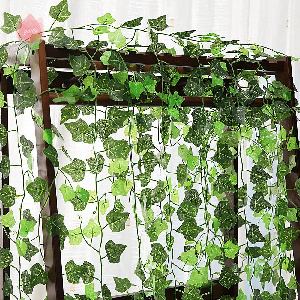 Premium silk artificial hanging plant decor with lifelike green leaves and vines, perfect for home, wedding, party, bathroom, and garden decoration