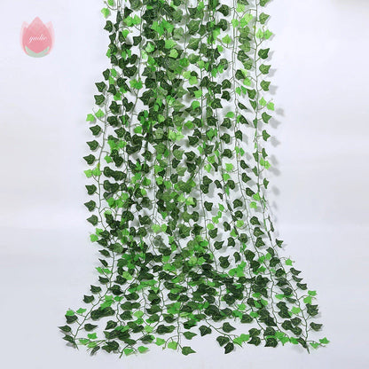 Premium silk artificial hanging plant decor with lifelike green leaves and vines, perfect for home, wedding, party, bathroom, and garden decoration