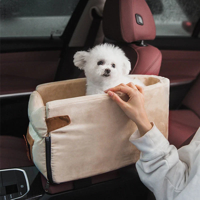 Cozy Car Pet Bed with adjustable pillow and secure attachment system for comfortable pet travel