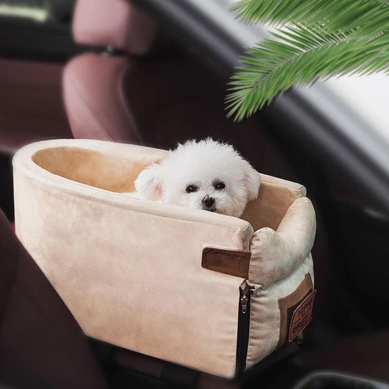 Cozy Car Pet Bed with adjustable pillow and secure attachment system for comfortable pet travel
