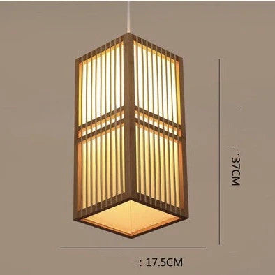 Wooden LED chandelier with adjustable height showing 120cm measurement and 300mm diameter