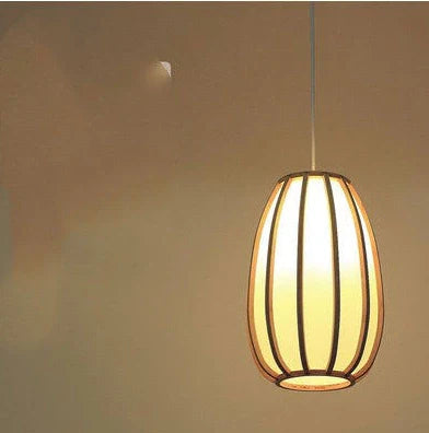 Wooden LED chandelier with adjustable height showing 120cm measurement and 300mm diameter