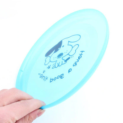 Yellow silicone flying saucer dog toy with 20cm diameter disc shape for canine coordination training