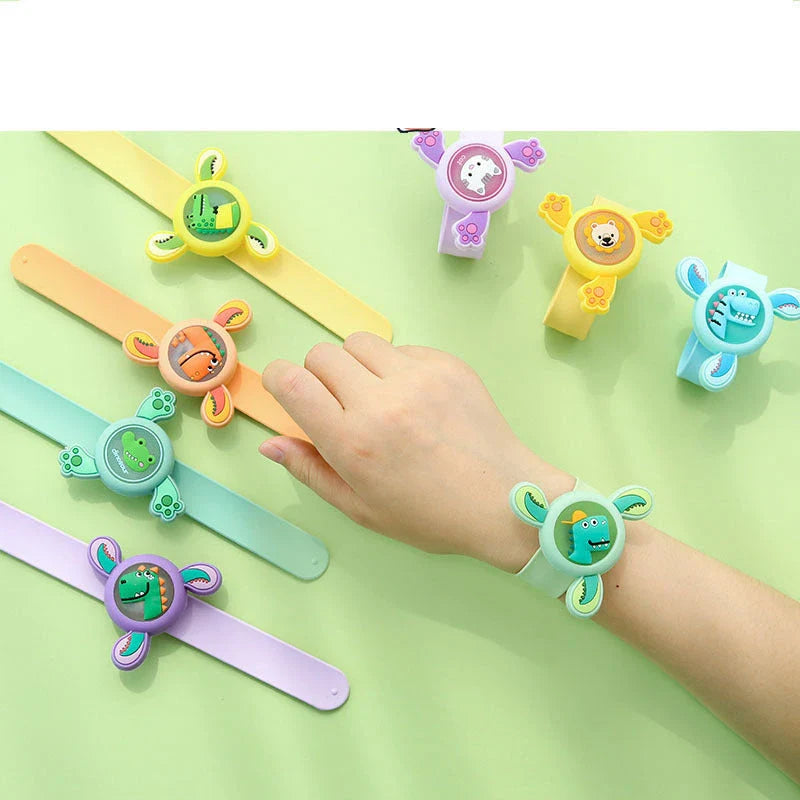 Colorful rotating mosquito repellent bracelet with glowing lights for kids' outdoor protection