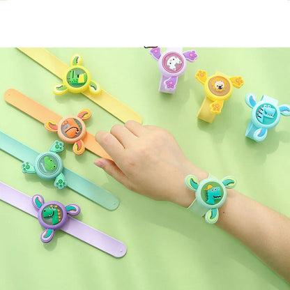 Colorful rotating mosquito repellent bracelet with glowing lights for kids' outdoor protection