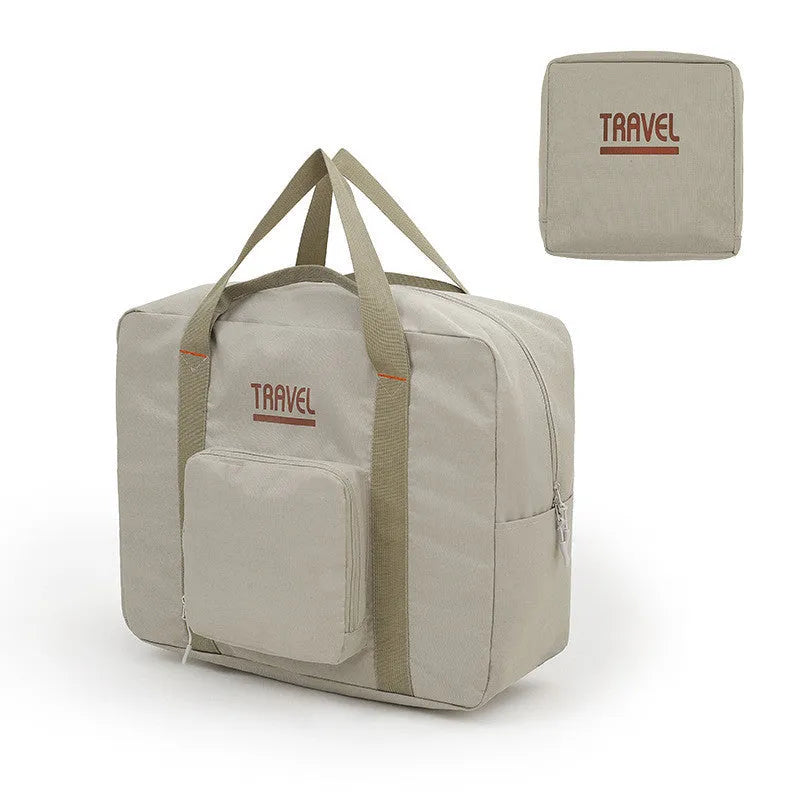 Short-distance Storage Bag Portable Travel Bag: Cube-shaped 300D Oxford cloth bag with compression seal for clothing organisation during travel, available in black, grey, khaki, and pink colours in small and large sizes
