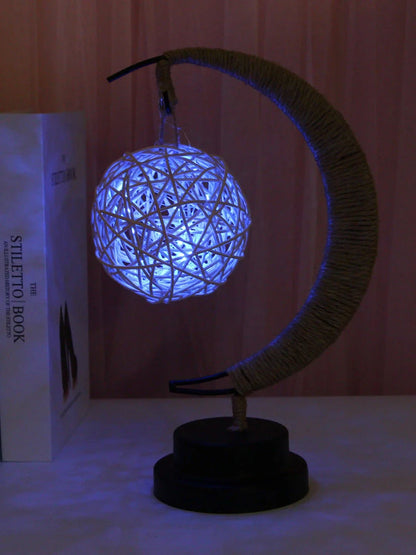 LED Moon Star Shape Copper Wire Lamp with glass pendants and USB/battery power options