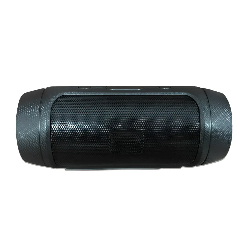 Compact blue Bluetooth speaker with USB charging port and card reader slot