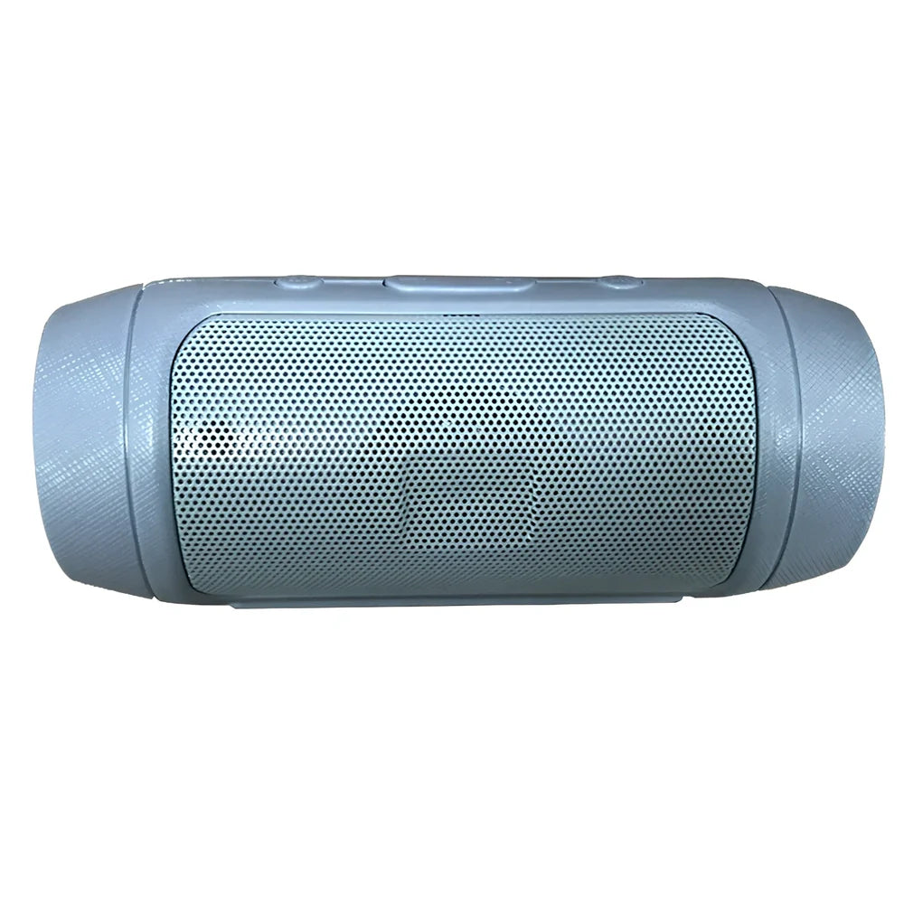 Compact blue Bluetooth speaker with USB charging port and card reader slot