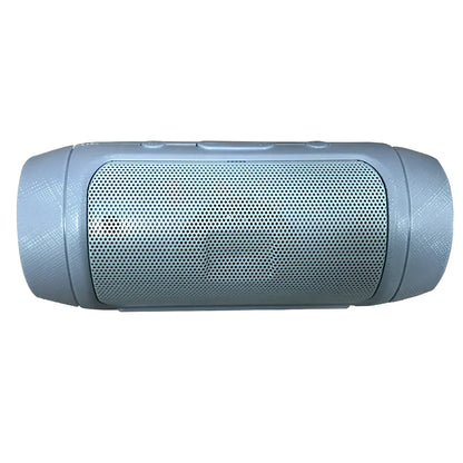 Compact blue Bluetooth speaker with USB charging port and card reader slot