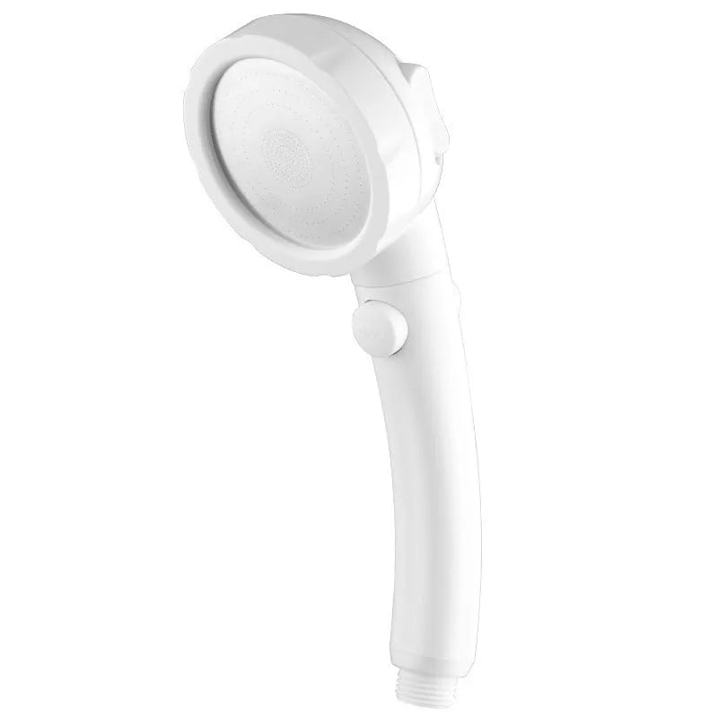 Blue ABS plastic handheld shower head with chrome-plated universal connector