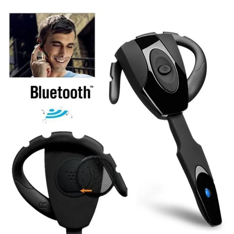 Bluetooth headset single earpiece business call headset with Bluetooth 5.0 and stereo channel for hands-free voice control and music playback, available in black blue red silver white colour options with 10 metre wireless range