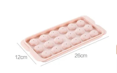 3D round ice moulds in sky blue or pink colours showing 18 and 33 grid options