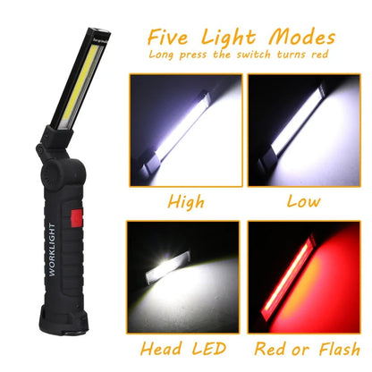 Powerful COB LED Tactical Flashlight with carbon-fiber-infused body, magnetic base, and multiple lighting modes