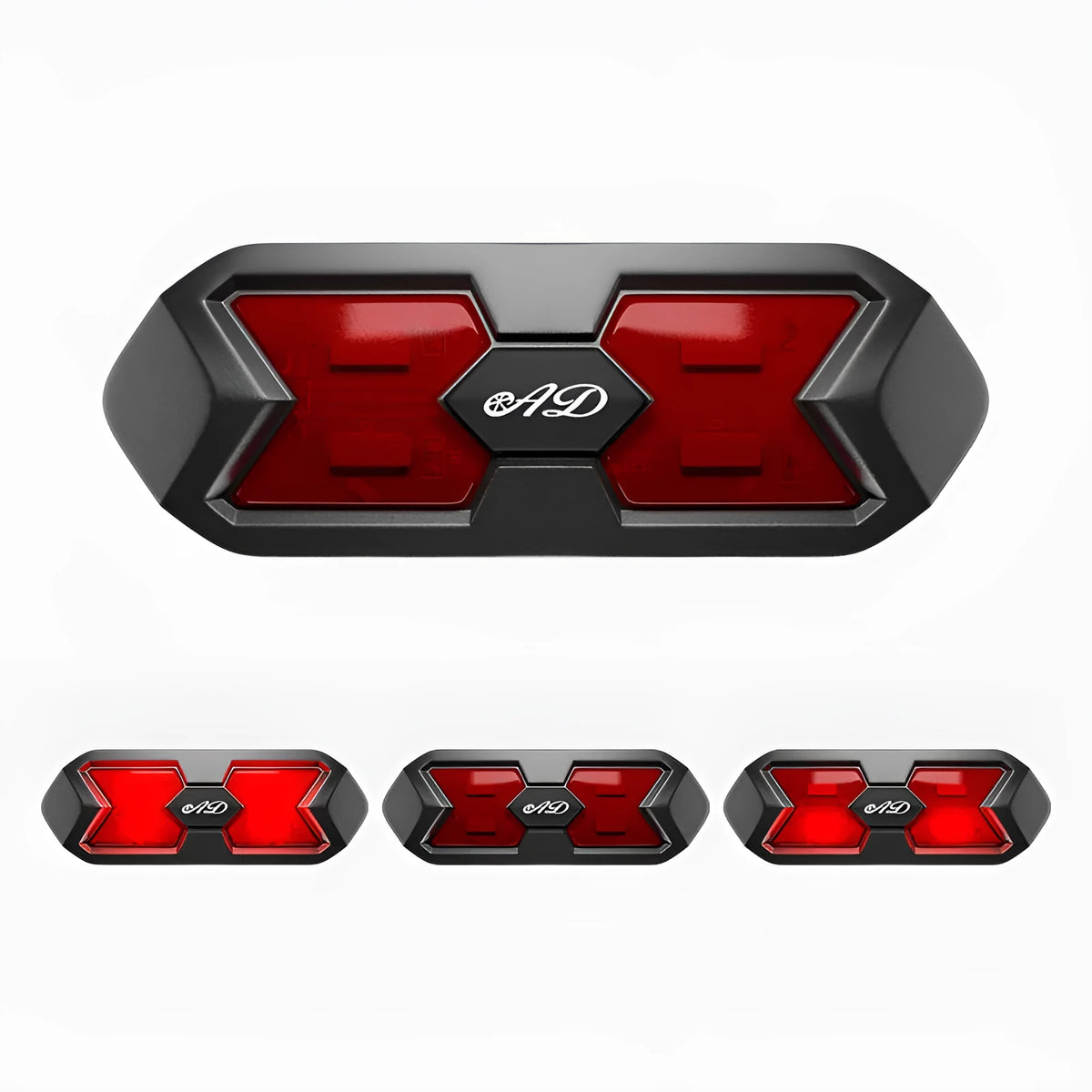 Black and red plastic tail box with smart taillight for electric motorcycle and battery car, waterproof, easy install