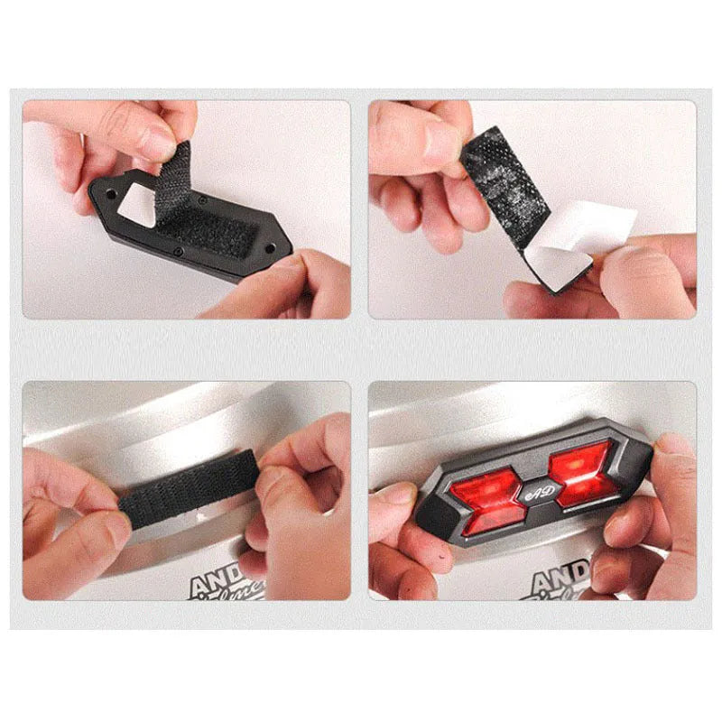 Black and red plastic tail box with smart taillight for electric motorcycle and battery car, waterproof, easy install