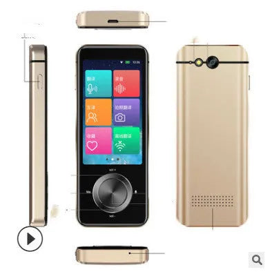 M9 Translator device in gold or silver grey with compact plastic design for group chat and photo translation