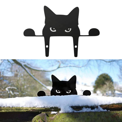 3D Black Cat Fence Outdoor Garden Decoration made of durable acrylic