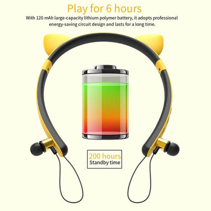 Wireless Bluetooth Headphones with Cute Cat Ear Design, LED Lights, Microphone, and Soft Earmuffs