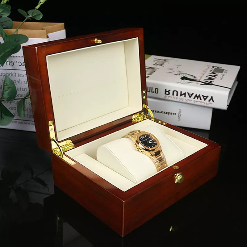 Custom wooden watch and jewelry box with gloss paint finish, dimensions 18*13.5*8.5cm
