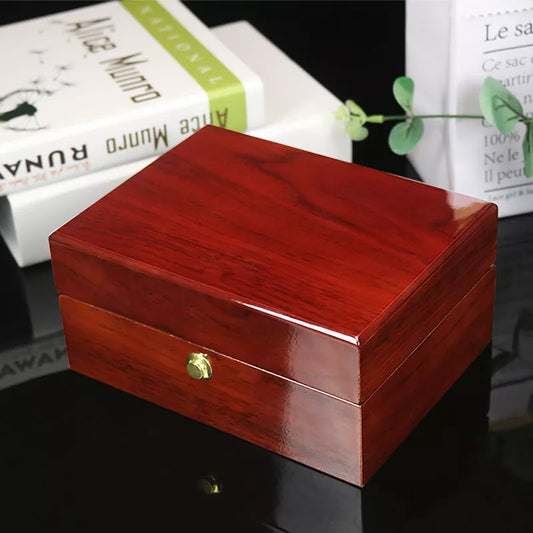 Custom wooden watch and jewelry box with gloss paint finish, dimensions 18*13.5*8.5cm