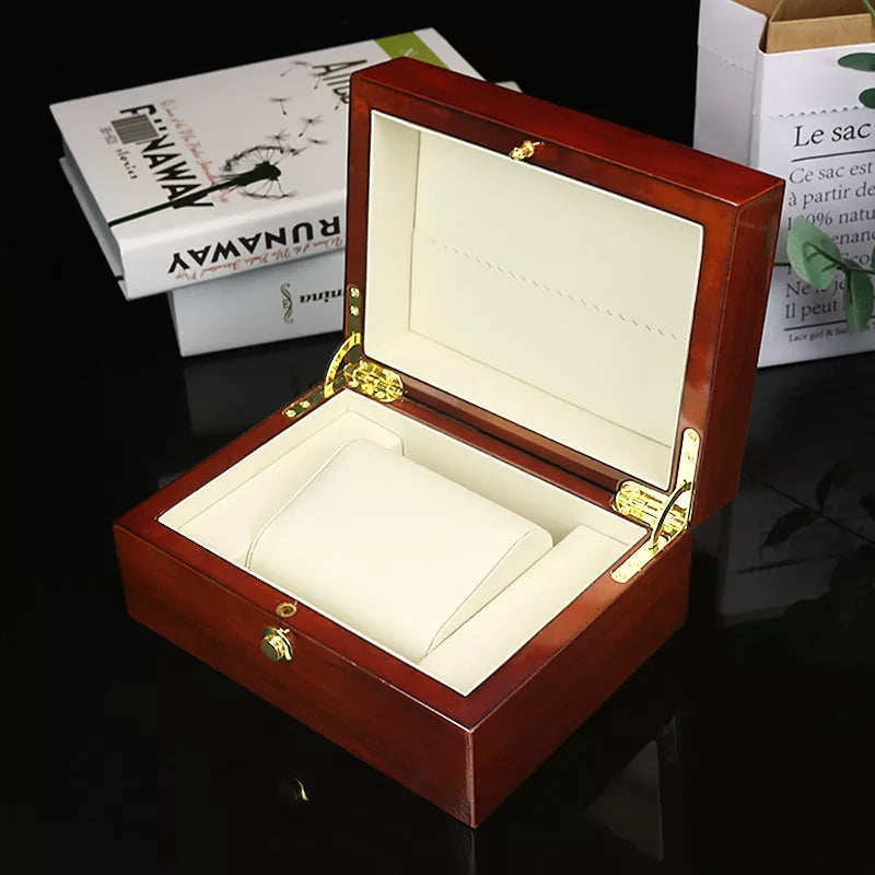 Custom wooden watch and jewelry box with gloss paint finish, dimensions 18*13.5*8.5cm