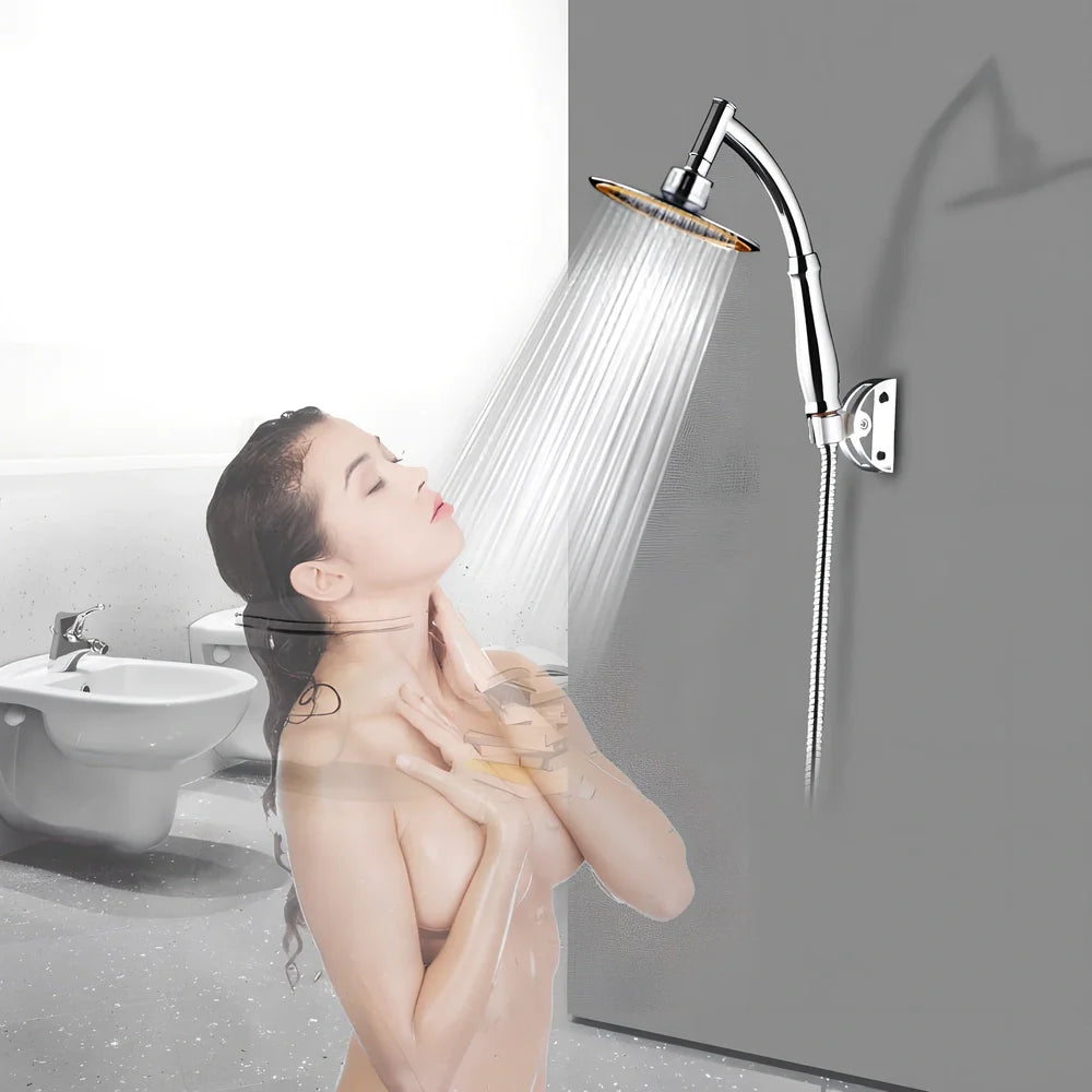 6-inch diameter pressurised shower head with universal UK fittings and ABS plastic construction