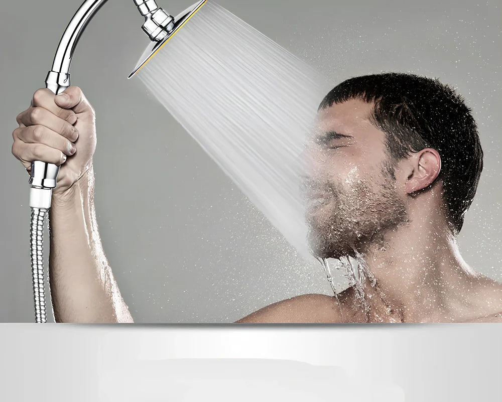 6-inch diameter pressurised shower head with universal UK fittings and ABS plastic construction