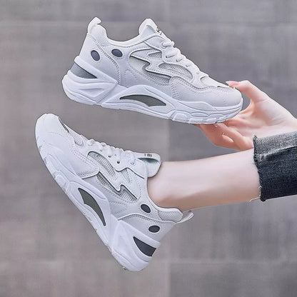 Daddy Shoes All-match Casual White Sports Women's Shoes in microfiber material