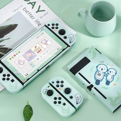 Sea Otter flexible silicone protective shell fitted on a black Nintendo Switch Lite console.