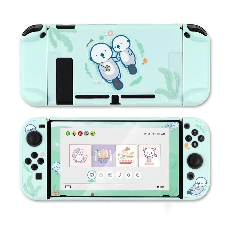 Sea Otter flexible silicone protective shell fitted on a black Nintendo Switch Lite console.