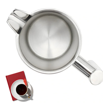 Silver stainless steel French press coffee maker with 1000ml capacity and integrated filter system