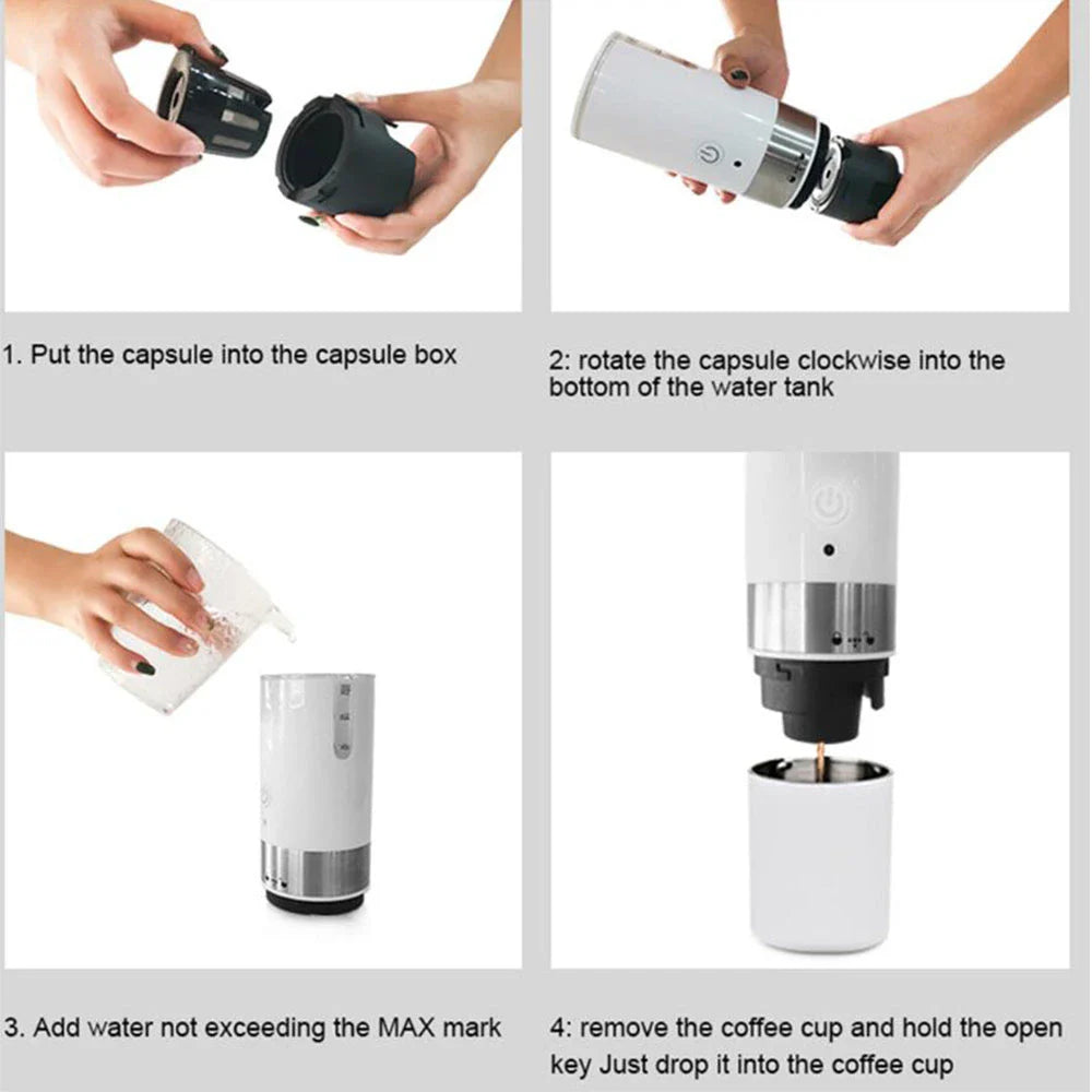Compact fully automatic coffee maker with portable and versatile design for brewing premium coffee on the go