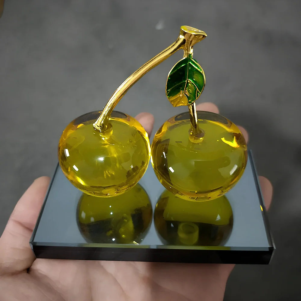 K9 crystal car ornament with polishing surface in green, red, or yellow colour, measuring 100x120x30mm