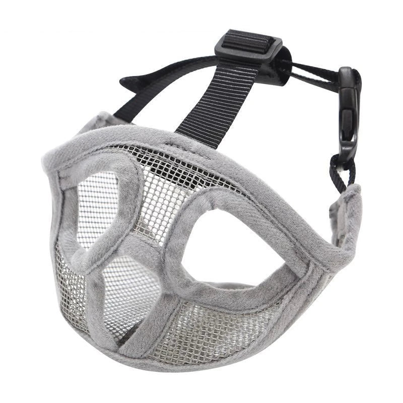 Breathable dog muzzle for small to medium-sized breeds like French Bulldogs, available in various colors and sizes