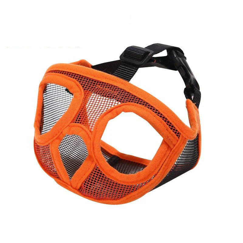 Breathable dog muzzle for small to medium-sized breeds like French Bulldogs, available in various colors and sizes