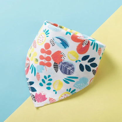 Cotton bandana baby bib, 95% cotton, 42cm, sweat absorbent, colourful designs like Pineapple and Dinosaur