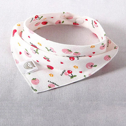 Cotton bandana baby bib, 95% cotton, 42cm, sweat absorbent, colourful designs like Pineapple and Dinosaur