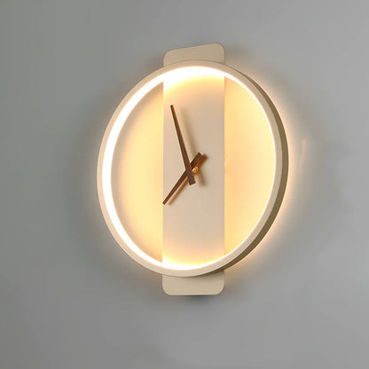 Nordic wall lamp with integrated clock measuring 300mm by 350mm in black square style