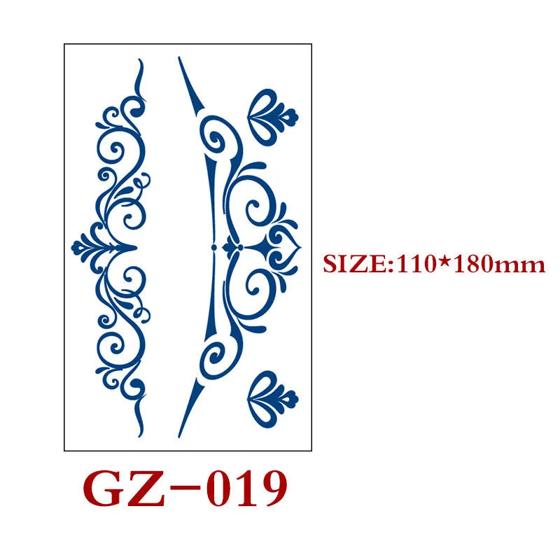 Juice tattoo sticker sheet with geometric shapes, 110x180mm, semi-permanent herbal water transfer design