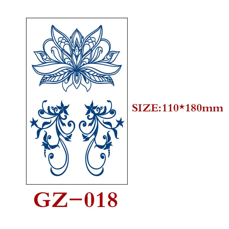 Juice tattoo sticker sheet with geometric shapes, 110x180mm, semi-permanent herbal water transfer design