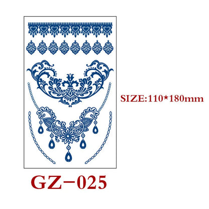 Juice tattoo sticker sheet with geometric shapes, 110x180mm, semi-permanent herbal water transfer design